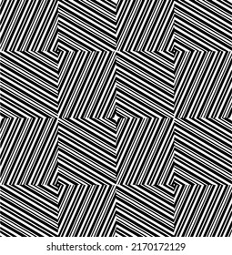Vector pattern with symmetrical elements . Monochrome striped background.Black patterns.