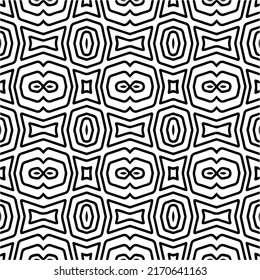 Vector pattern with symmetrical elements . Monochrome striped background.Black patterns.