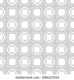 Vector pattern with symmetrical elements . Repeating geometric tiles from striped elements.Black and white pattern.