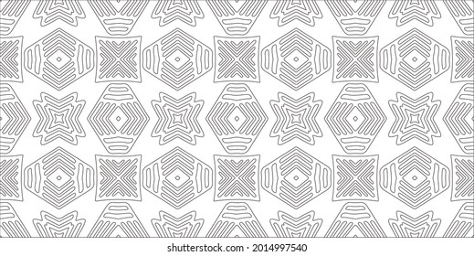 Vector pattern with symmetrical elements . Repeating geometric tiles from striped elements.