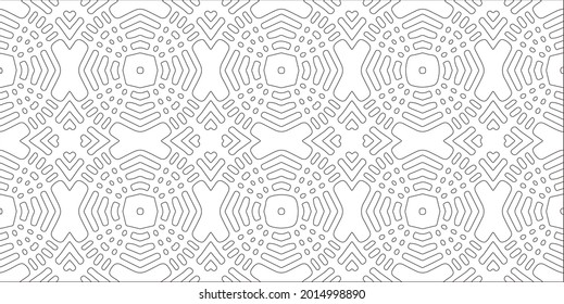 Vector pattern with symmetrical elements . Repeating geometric tiles from striped elements.
