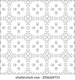 Vector pattern with symmetrical elements . Repeating geometric tiles from striped elements. black patterns.