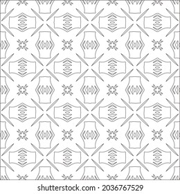 Vector pattern with symmetrical elements . Repeating geometric tiles from striped elements. black patterns.
