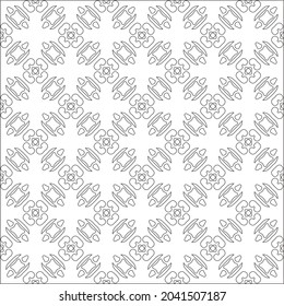 Vector pattern with symmetrical elements . Repeating geometric tiles from striped elements. black patterns.