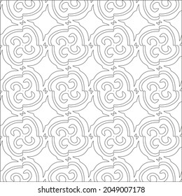 Vector pattern with symmetrical elements . Repeating geometric tiles from striped elements. black patterns.