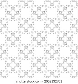 Vector pattern with symmetrical elements . Repeating geometric tiles from striped elements. black patterns.