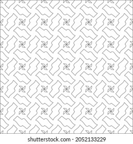 Vector pattern with symmetrical elements . Repeating geometric tiles from striped elements. black patterns.