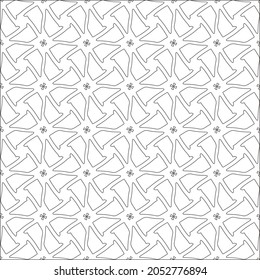 Vector pattern with symmetrical elements . Repeating geometric tiles from striped elements.Monochrome stylish texture.Black and white pattern for wallpapers and backgrounds.
