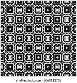 
Vector pattern with symmetrical elements . Repeating geometric tiles from striped elements.large black pattern .