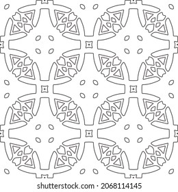 Vector pattern with symmetrical elements . Repeating geometric tiles from striped elements.large black pattern .