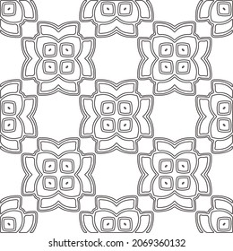 Vector pattern with symmetrical elements . Repeating geometric tiles from striped elements.Monochrome stylish texture.Black and white pattern for wallpapers and backgrounds.