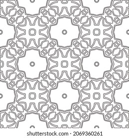 Vector pattern with symmetrical elements . Repeating geometric tiles from striped elements.Monochrome stylish texture.Black and white pattern for wallpapers and backgrounds.
