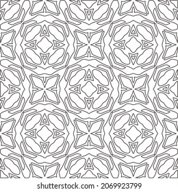 Vector pattern with symmetrical elements . Repeating geometric tiles from striped elements.Monochrome stylish texture.Black and white pattern for wallpapers and backgrounds.
