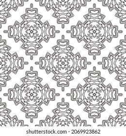 Vector pattern with symmetrical elements . Repeating geometric tiles from striped elements.Monochrome stylish texture.Black and white pattern for wallpapers and backgrounds.