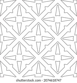 Vector pattern with symmetrical elements . Repeating geometric tiles from striped elements.Monochrome stylish texture.Black and white pattern for wallpapers and backgrounds.