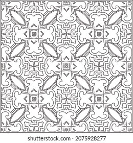 Vector pattern with symmetrical elements . Repeating geometric tiles from striped elements.Monochrome stylish texture.Black and white pattern for wallpapers and backgrounds.