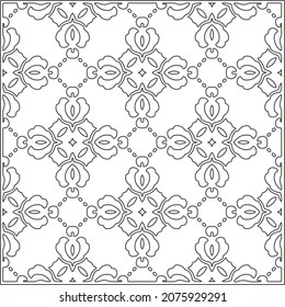 Vector pattern with symmetrical elements . Repeating geometric tiles from striped elements.Monochrome stylish texture.Black and white pattern for wallpapers and backgrounds.