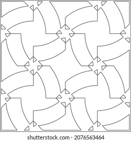 Vector pattern with symmetrical elements . Repeating geometric tiles from striped elements.Monochrome stylish texture.Black and white pattern for wallpapers and backgrounds.