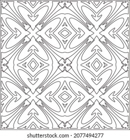 Vector pattern with symmetrical elements . Repeating geometric tiles from striped elements.Monochrome stylish texture.Black and white pattern for wallpapers and backgrounds.
