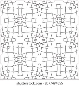 Patrón vectorial con elementos simétricos. Baldosas geométricas repetidas de elementos rayados.Textura monocroma de diseño.Patrón blanco y negro para papeles pintados y fondos.