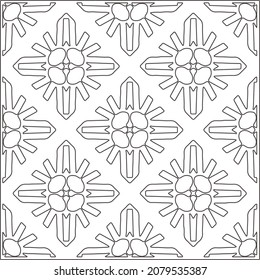 Vector pattern with symmetrical elements . Repeating geometric tiles from striped elements. black patterns.