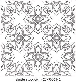 Vector pattern with symmetrical elements . Repeating geometric tiles from striped elements. black patterns.