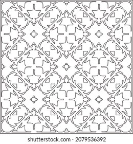 Vector pattern with symmetrical elements . Repeating geometric tiles from striped elements. black patterns.