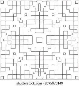 Vector pattern with symmetrical elements . Repeating geometric tiles from striped elements.Monochrome stylish texture.Black and white pattern for wallpapers and backgrounds.
