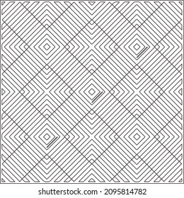 Vector pattern with symmetrical elements . Repeating geometric tiles from striped elements.Monochrome stylish texture.Black and white pattern for wallpapers and backgrounds.
