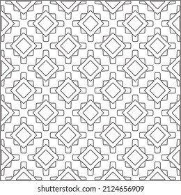 Vector pattern with symmetrical elements . Repeating geometric tiles from striped elements.Monochrome texture.Black and 
white pattern for wallpapers and backgrounds.line art.