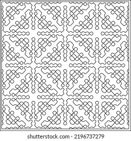 Vector pattern with symmetrical elements . Repeating geometric tiles from striped elements.Monochrome texture.Black and 
white pattern for wallpapers and backgrounds.line art.