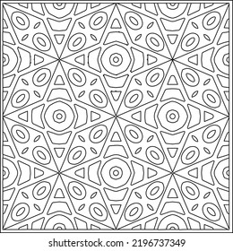 Vector pattern with symmetrical elements . Repeating geometric tiles from striped elements.Monochrome texture.Black and 
white pattern for wallpapers and backgrounds.line art.