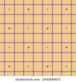 Vector pattern tartan of background textile check with a texture fabric plaid seamless in pastel and red colors.