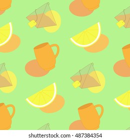 Vector pattern with tea elements