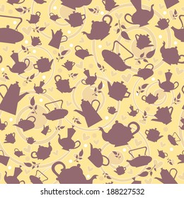 Vector pattern with teapot. Endless background