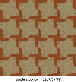 Vector pattern in terra cotta and beige, shapes and texture. Abstract repeatable vector design.