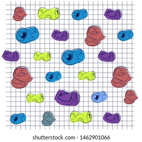 Vector pattern for textile retro tin cans