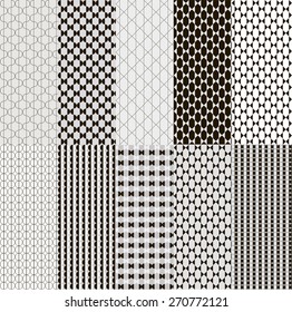 Vector pattern texture. Can be used for wallpaper, pattern fills, web page background, surface textures. Set of monochrome geometric ornaments.