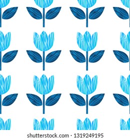vector pattern with texture flowers and leaves