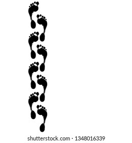 vector pattern or texture of realistic footprints, laid next to each other, creating a well-trodden path, track, route or way