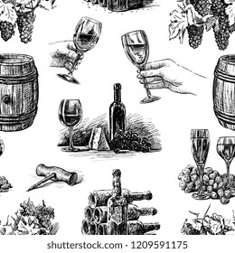 Vector pattern of theme of wine making