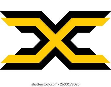 Vectorpatroon van dikke lijnen in de vorm van de letter X. De basis voor moderne reclame, covers, posters, flyers. Vector ontwerp element. Sportpatroon zwart en geel op een witte achtergrond