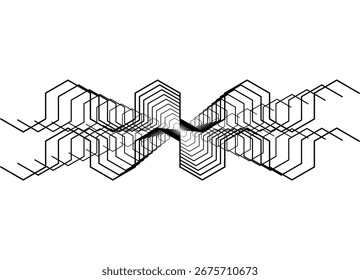 Vector pattern of thin black broken lines on a white background. Graphic design element for advertising, printing, packaging and interior. Vector background.