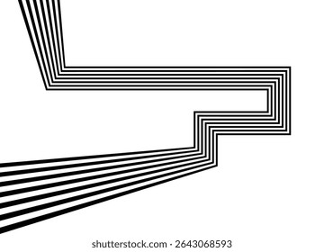 Vector pattern of thin black lines on a white background. Striped design element. Black and white pattern of retro lines. Modern vector background