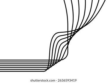 Vector Pattern of thin black parallel lines on a white background. Design element in retro style. Modern vector background. Abstract smoke. Flow