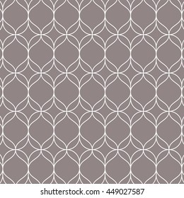 Vector pattern, thin line wavy with abstract flower, stylish retro pattern background