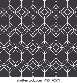 Vector pattern, thin line wavy with abstract flower, stylish retro pattern background