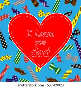 Vector pattern. Tie, bow, mustache. Design for Father's Day congratulation card.
