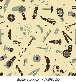 vector pattern of tools for a male hairdresser. barber shop
