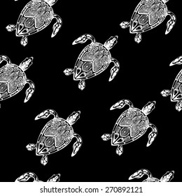 vector pattern with tortoises black and white
